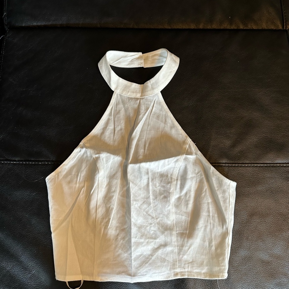 High neck cropped tank